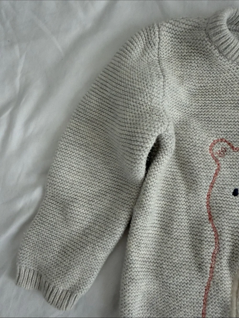 Zara and bush peach and Cream Knit Bear Sweater size 6-9months